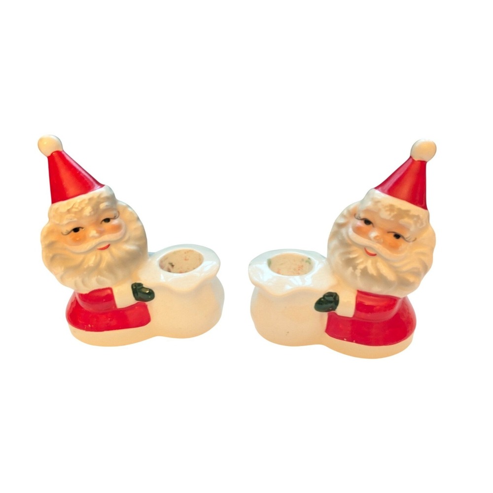 Vintage Brinn's Santa Candle Holders Mid-Century Japan MCM Taper Holder Sack M